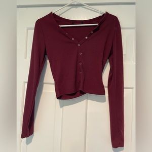 Maroon Button-Up Top
